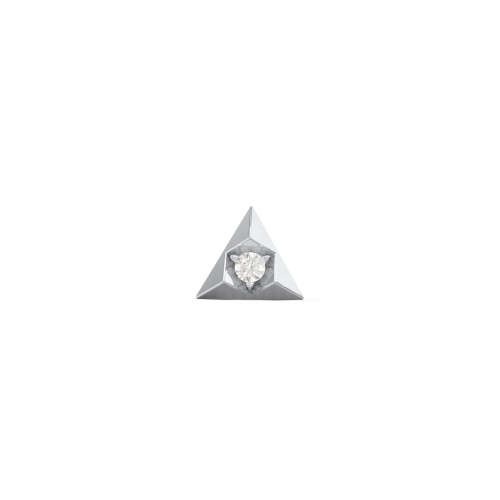 Pyramid Single Stud with Gemstones – Sterling Silver with Cubic Zirconia