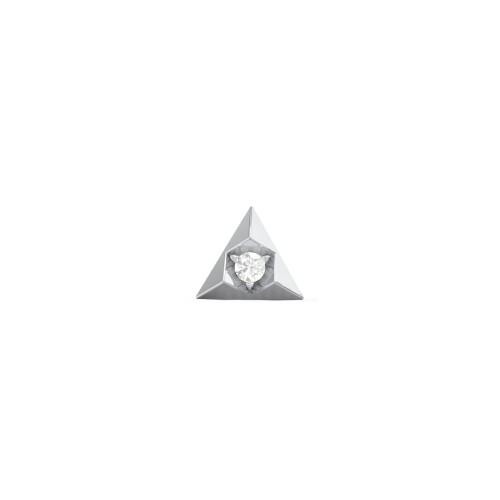 Pyramid Single Stud with Gemstones – Sterling Silver with Diamond