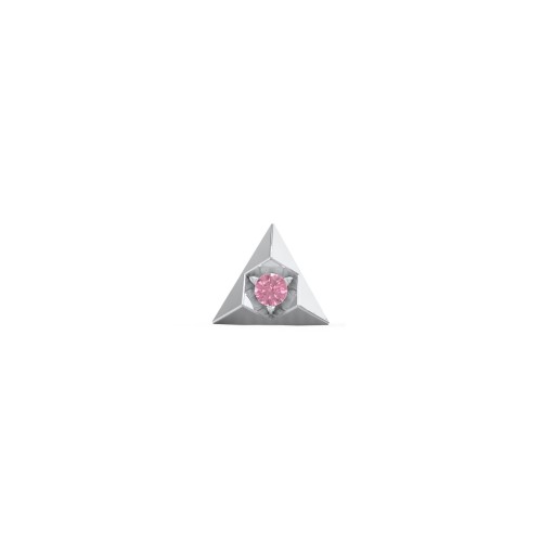 Pyramid Single Stud with Gemstones – Sterling Silver with Pink Tourmaline