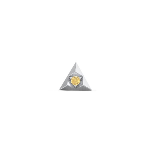 Pyramid Single Stud with Gemstones – Sterling Silver with Citrine