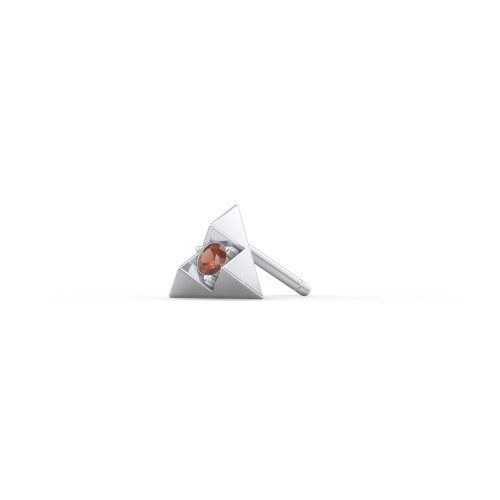 Pyramid Single Stud with Gemstones – Sterling Silver with Garnet