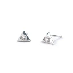 Pyramid Stud Earrings with Gemstones