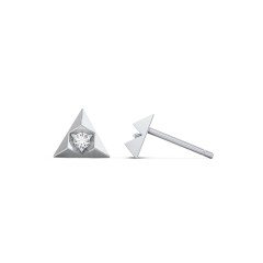 Pyramid Stud Earrings with Gemstones – Sterling Silver with Ruby