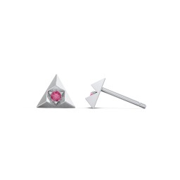 Pyramid Stud Earrings with Gemstones in 925 Sterling Silver with Ruby