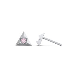 Pyramid Stud Earrings with Gemstones in 925 Sterling Silver with Pink Tourmaline