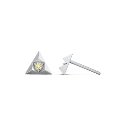 Pyramid Stud Earrings with Gemstones in 925 Sterling Silver with Citrine