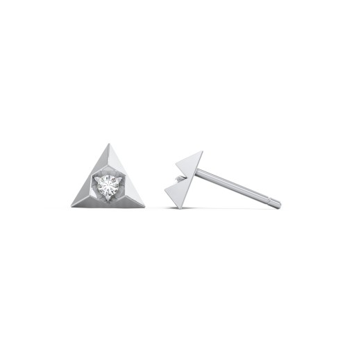 Pyramid Stud Earrings with Gemstones – Sterling Silver with Cubic Zirconia