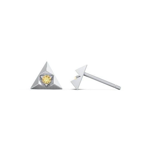 Pyramid Stud Earrings with Gemstones – Sterling Silver with Citrine