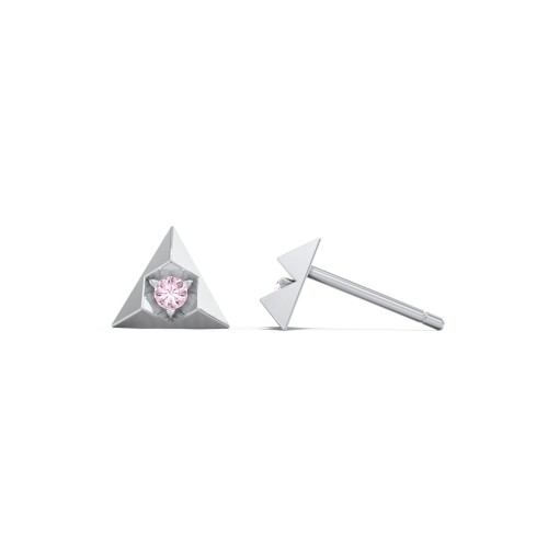 Pyramid Stud Earrings with Gemstones – Sterling Silver with Pink Tourmaline