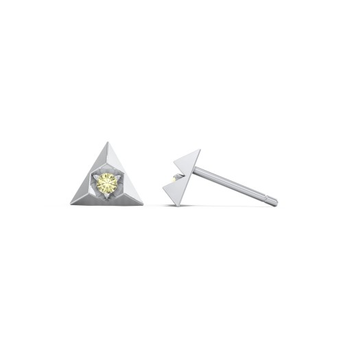 Pyramid Stud Earrings with Gemstones – Sterling Silver with Citrine