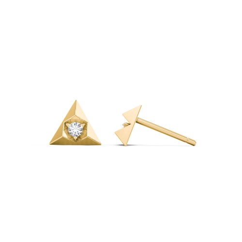Pyramid Stud Earrings with Gemstones – 10K Yellow Gold with Cubic Zirconia