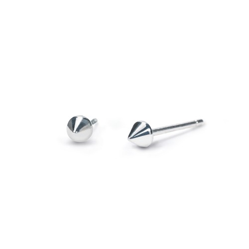 Mini Spike Stud Earrings – 10K White Gold