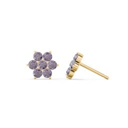 Flower Stud Earrings with Gemstones