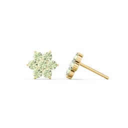 Flower Stud Earrings with Gemstones