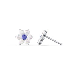 Flower Stud Earrings with Gemstones – 10K Rose Gold with Blue Sapphire and Opal