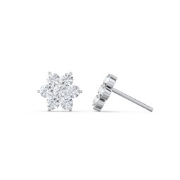 Flower Stud Earrings with Gemstones in 925 Sterling Silver with Cubic Zirconia