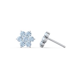 Flower Stud Earrings with Gemstones in 925 Sterling Silver with Blue Topaz