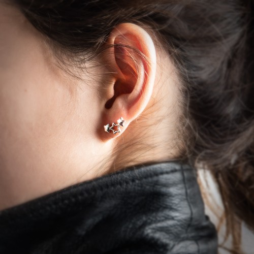 Cluster Star Earrings – Sterling Silver