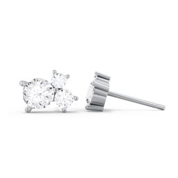 3-Stone Cluster Stud Earrings