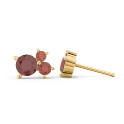 3-Stone Cluster Stud Earrings in 10K Solid Yellow Gold