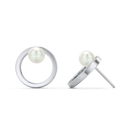 Open Circle Studs with Freshwater Pearls
