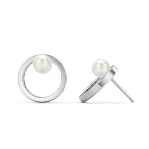Open Circle Studs with Freshwater Pearls – Sterling Silver with Freshwater Pearl