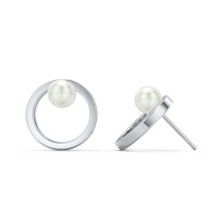 Open Circle Studs with Freshwater Pearls – 10K Yellow Gold with Freshwater Pearl