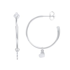 Large Open Hoop Earrings with Removable Heart Charm – Sterling Silver