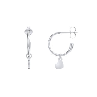 Small Open Hoop Earrings with Removable Heart Charm