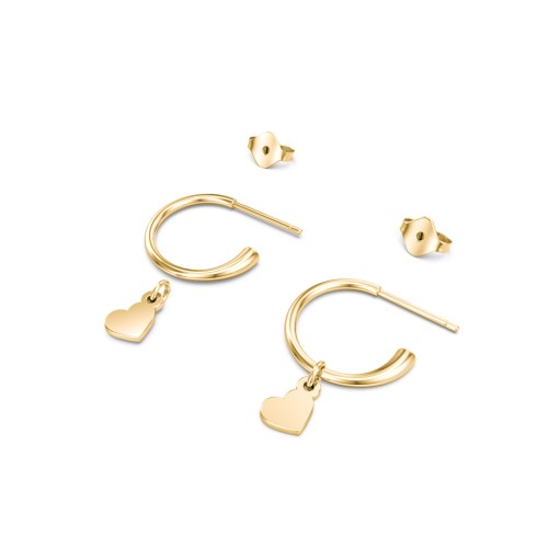 Small Open Hoop Earrings with Removable Heart Charm