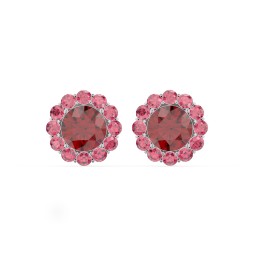 Halo Round Stud Earrings in 925 Sterling Silver