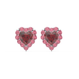 Halo Heart Stud Earrings in 925 Sterling Silver