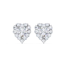 Halo Heart Stud Earrings in 925 Sterling Silver with Diamond