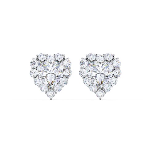 Halo Heart Stud Earrings – Sterling Silver with Diamond