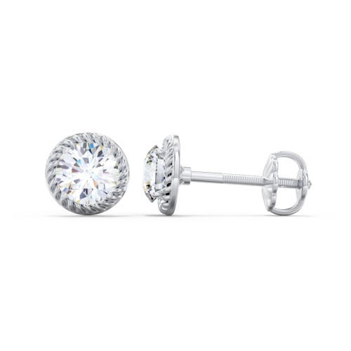 Twisted Rope Diamond Stud Earrings - 0.5 ct. tw. – 14K White Gold with Lab Diamond