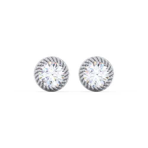 Twisted Rope Diamond Stud Earrings - 0.5 ct. tw. – 14K White Gold with Lab Diamond