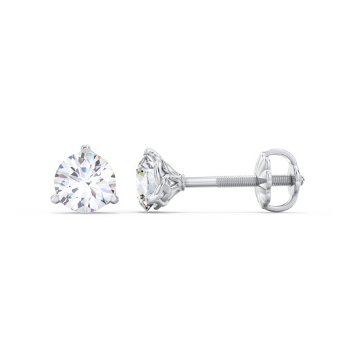 3 Prong Filigree Diamond Stud Earrings - 0.5 ct. tw. – 14K White Gold with Lab Diamond