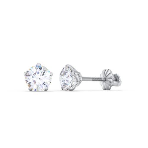 14K White Gold Prong Diamond Stud Earrings with Lab Diamond Stones
