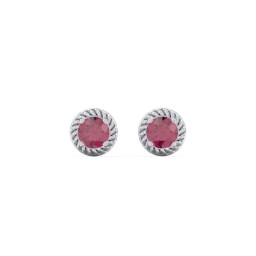 Twisted Rope Birthstone Stud Earrings in 925 Sterling Silver with Ruby