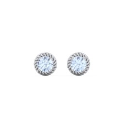 Twisted Rope Birthstone Stud Earrings in 925 Sterling Silver with Aquamarine