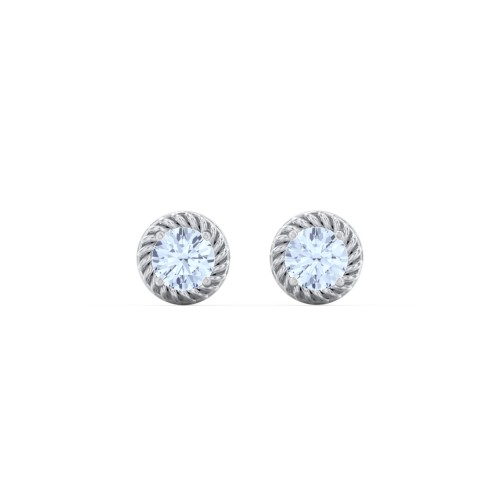 Twisted Rope Birthstone Stud Earrings – Sterling Silver with Aquamarine