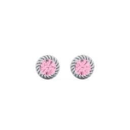 Twisted Rope Birthstone Stud Earrings in 925 Sterling Silver with Pink Tourmaline