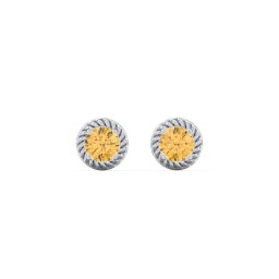 Twisted Rope Birthstone Stud Earrings in 925 Sterling Silver with Citrine