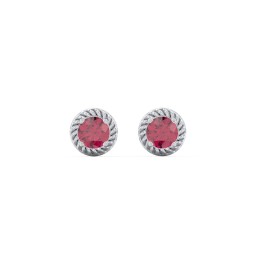 Twisted Rope Birthstone Stud Earrings in 925 Sterling Silver with Ruby