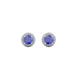 Twisted Rope Birthstone Stud Earrings in 925 Sterling Silver with Blue Sapphire