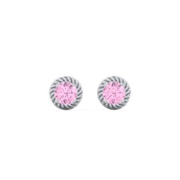 Twisted Rope Birthstone Stud Earrings in 925 Sterling Silver with Pink Tourmaline