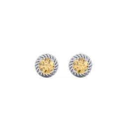 Twisted Rope Birthstone Stud Earrings in 925 Sterling Silver with Citrine