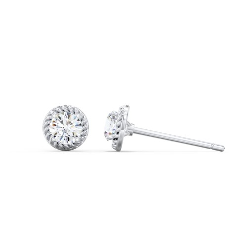 Twisted Rope Birthstone Stud Earrings – Sterling Silver with Cubic Zirconia