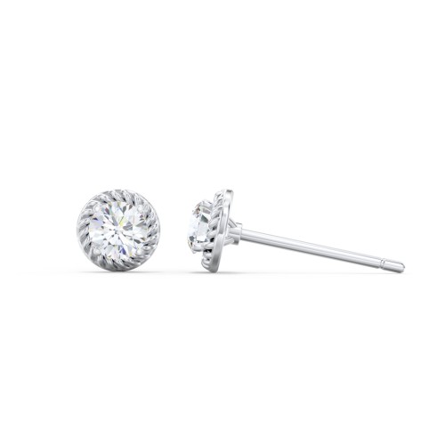 Twisted Rope Birthstone Stud Earrings – Sterling Silver with Diamond