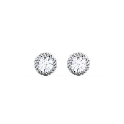 Twisted Rope Birthstone Stud Earrings – Sterling Silver with Cubic Zirconia